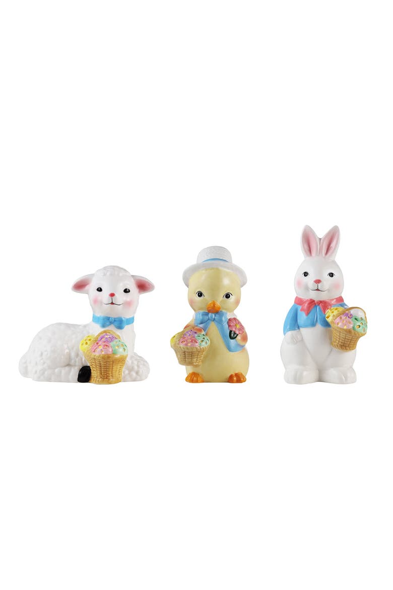 Set of 3 Mini Ceramic Figurines, Main, color, White