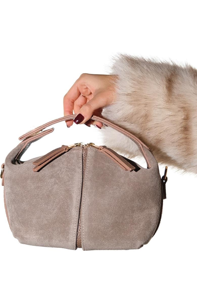 Forever & Always Shoes ISLAND Leather Shoulder Bag, Main, color, Beige Suede