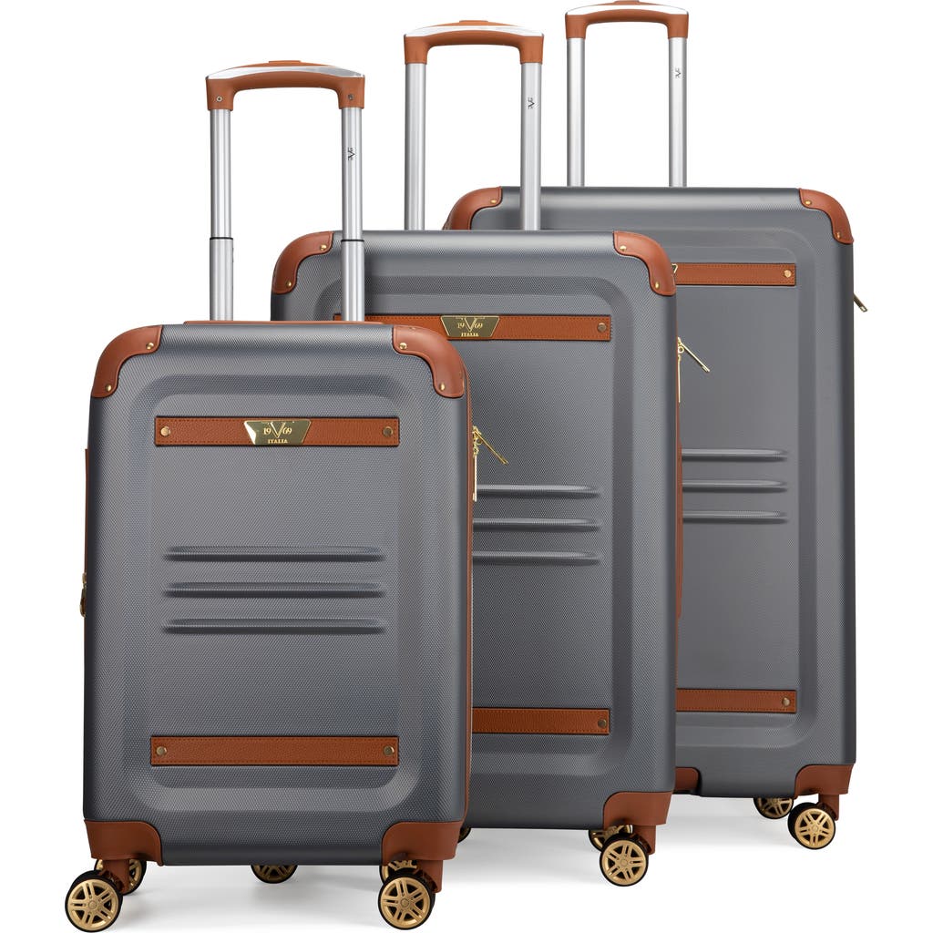19v69 Italia Vintage 3 Piece Expandable Spinner Luggage Set In Gray