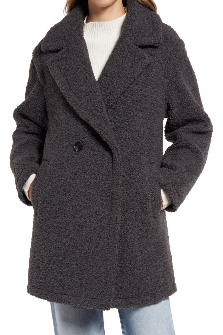 Faux Shearling Teddy Jacket, Alternate, color, CHARCOAL