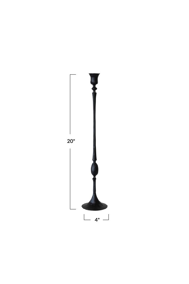 Tall Decorative Hand-Forged Metal Taper Holder, Black, Alternate, color, Black
