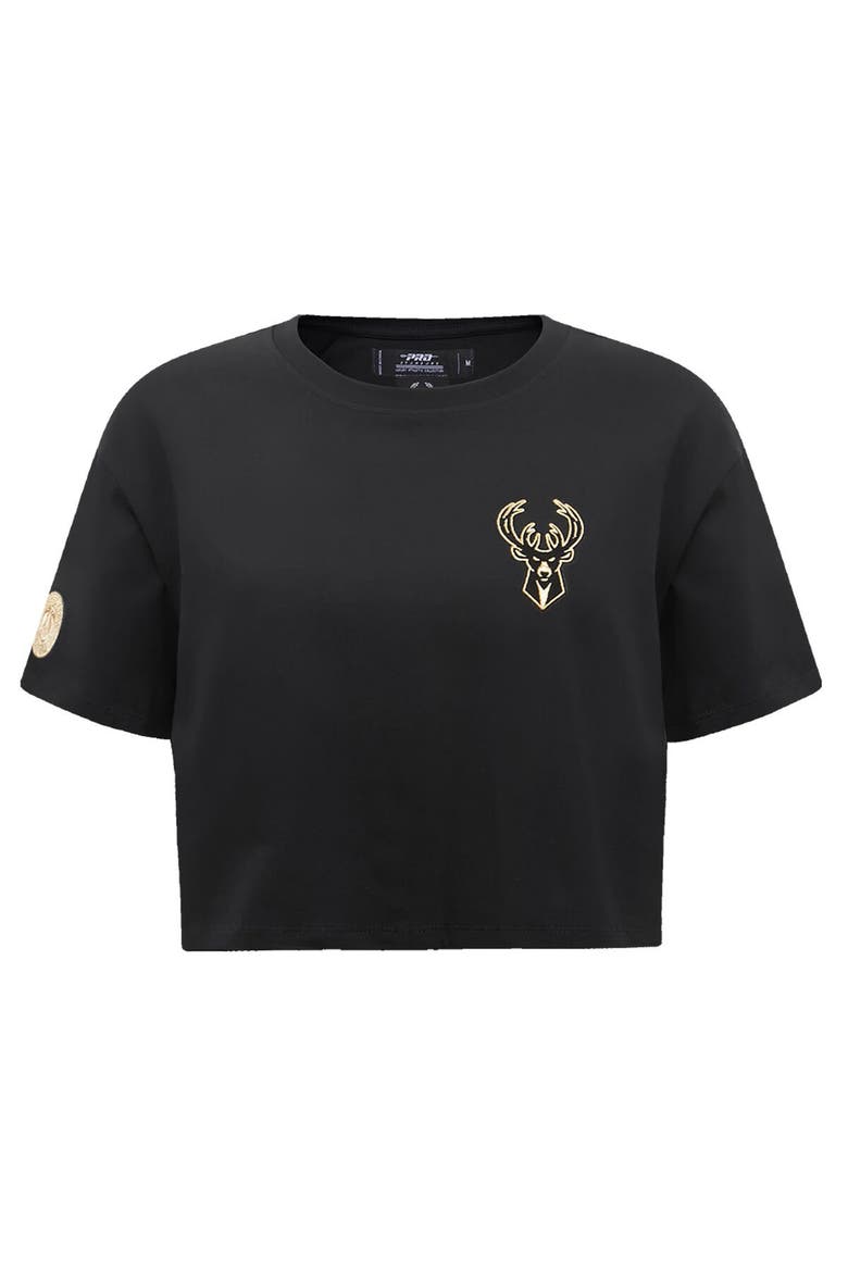 Women's Pro Standard Black Milwaukee Bucks Holiday Glam Boxy T-Shirt, Alternate, color, Black