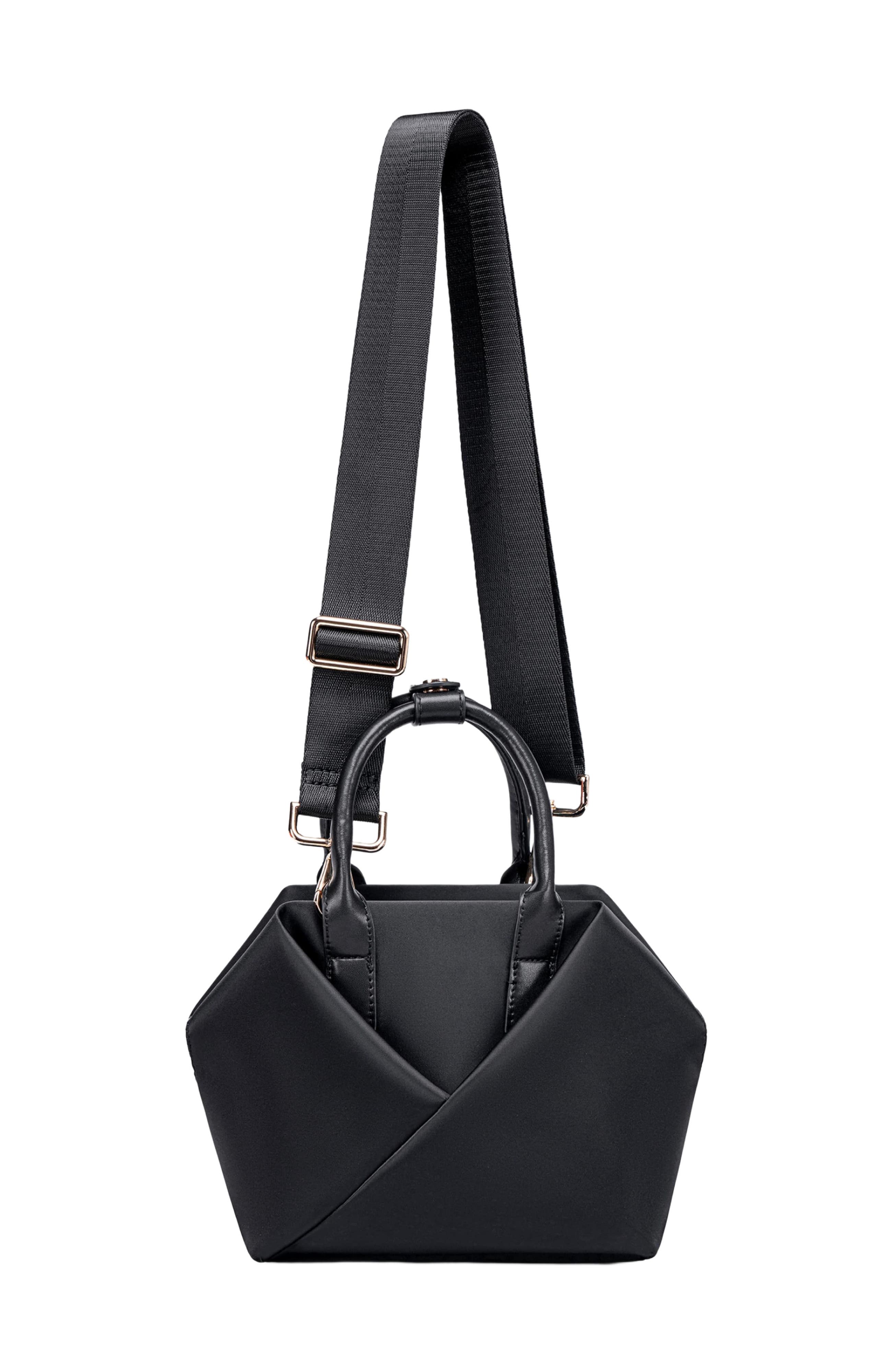 Lux and Nyx Small Origami Crossbody Tote and Handbag For Women, Alternate, color, Black + Gold