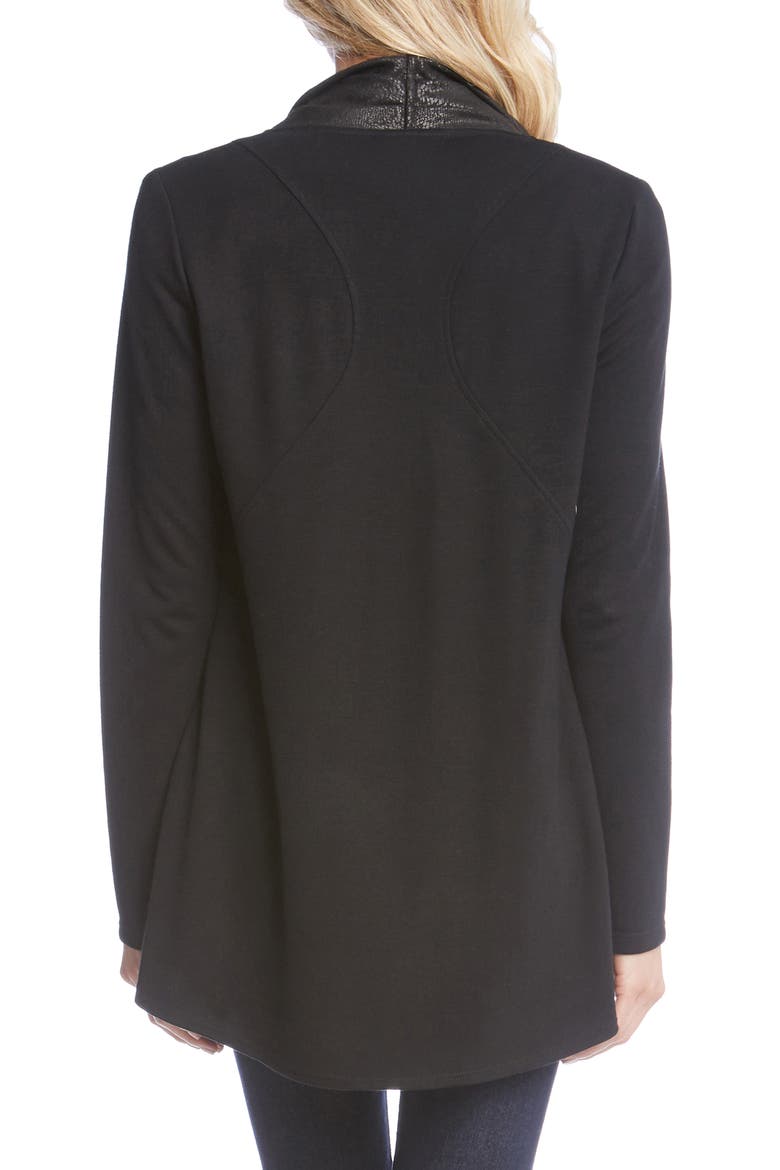 Patterned Drape Front Jacket, Alternate, color, BLACK