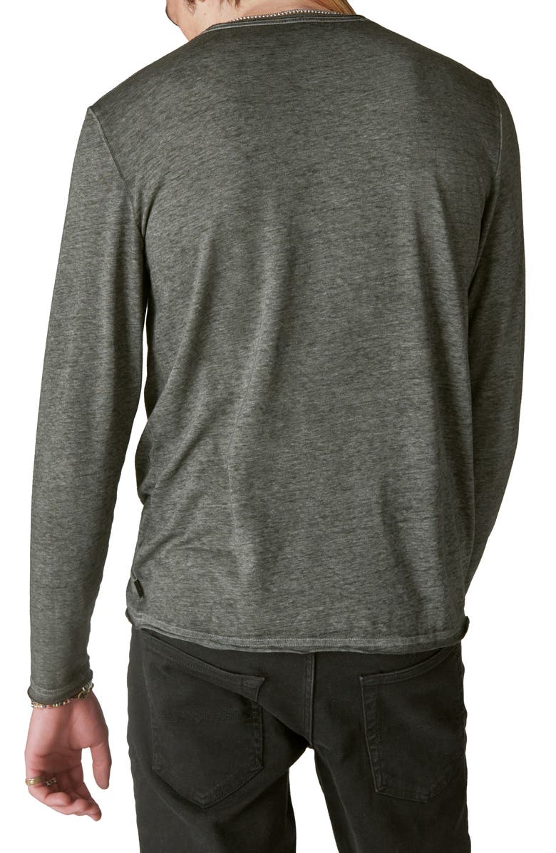 Lucky Brand Venice Burnout V-Neck Long Sleeve Cotton Blend T-Shirt, Alternate, color, 