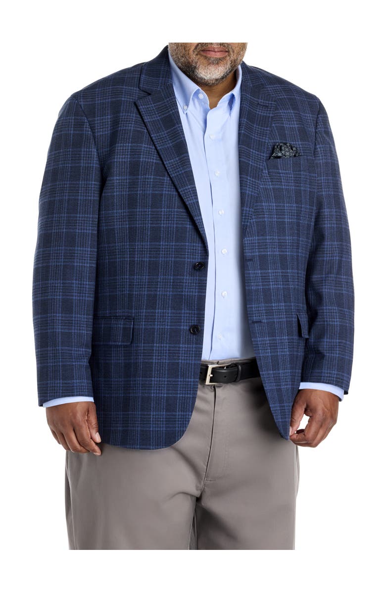 Oak Hill by DXL Big & Tall Denim Plaid Sport Coat, Main, color, Blue