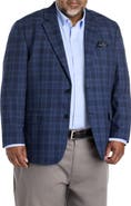 Oak Hill by DXL Big & Tall Denim Plaid Sport Coat