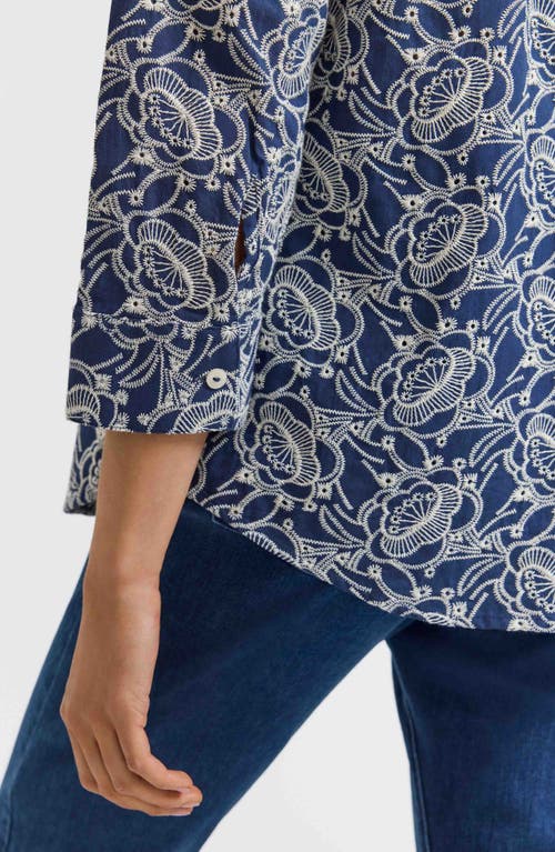 Foxcroft Zoey Embroidered Eyelet Shirt In Multi