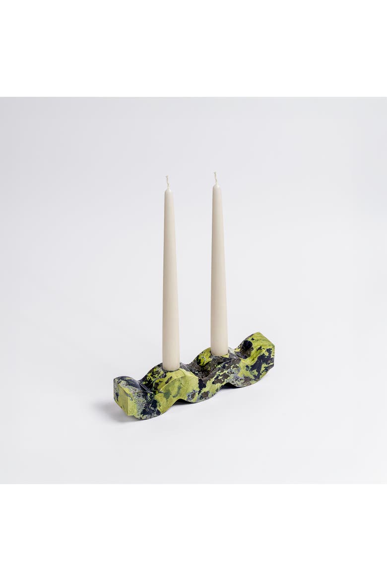 Wavy Gemstone Candelabra, Alternate, color, Serpentine Green