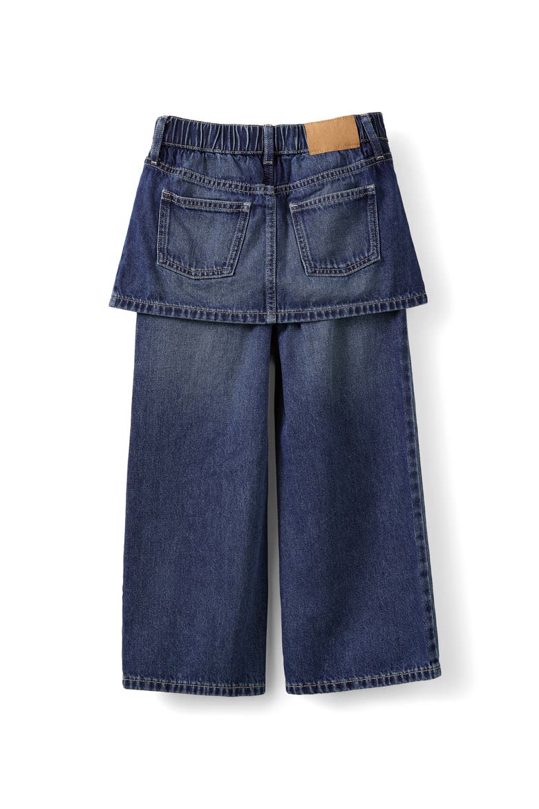 Kid's Super Wide Leg Skirt Denim Jean, Alternate, color, Portsea Dark Blue