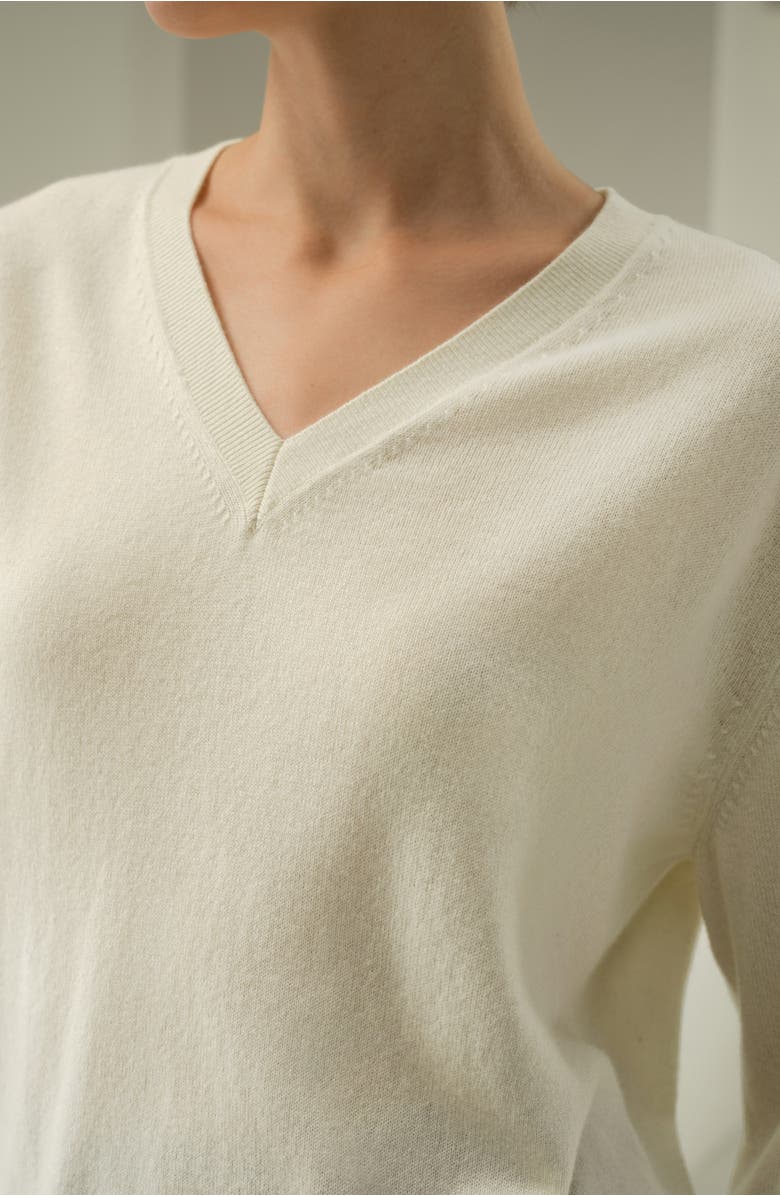 Lilysilk Women's V-Neck Baby Cashmere Sweater, Alternate, color, Ivory
