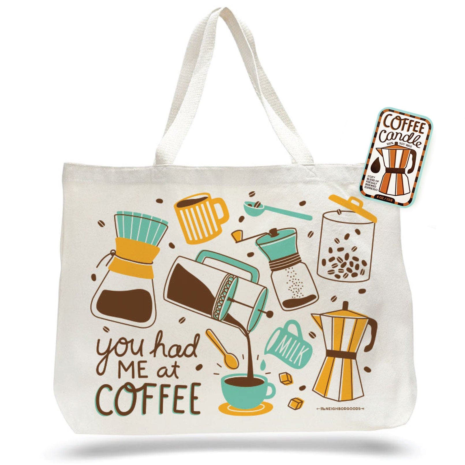 The Neighborgoods Coffee Candle & Tote Gift Set, Main, color, Multicolor