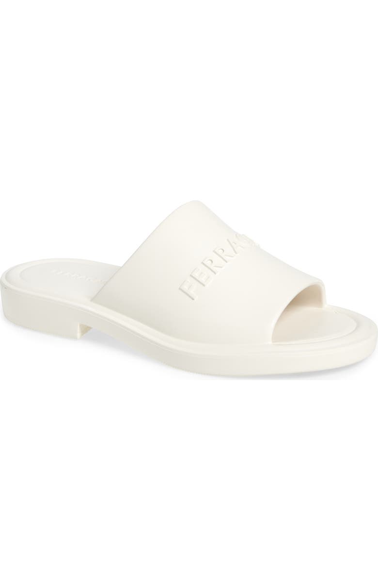 FERRAGAMO Jelly Slide Sanal, Main, color, White