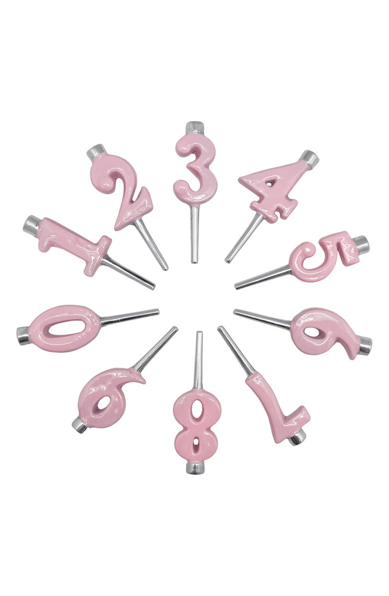 Mariposa Enamel Recycled Aluminum Number Candleholder Set, Main, color, Pink