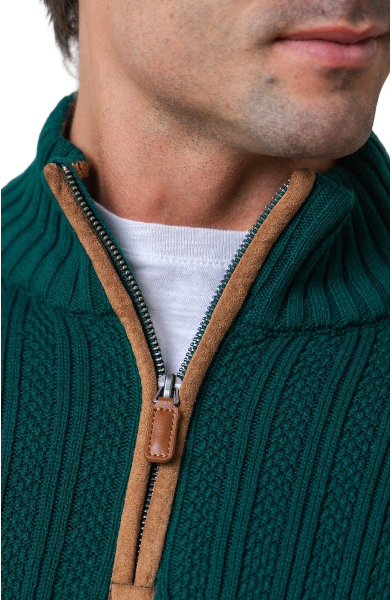 Hope & Henry Men's Organic Half Zip Sweater with Suede Trim, Alternate, color, 