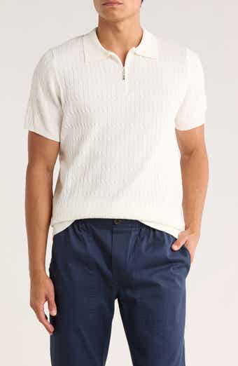 Cable Knit Short Sleeve Half Zip Sweater