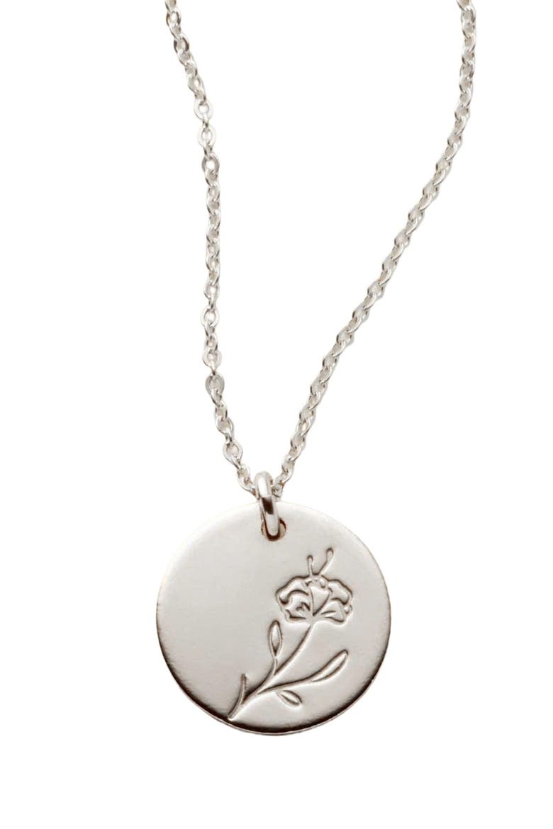 February Birth Flower Necklace, Main, color, Silver
