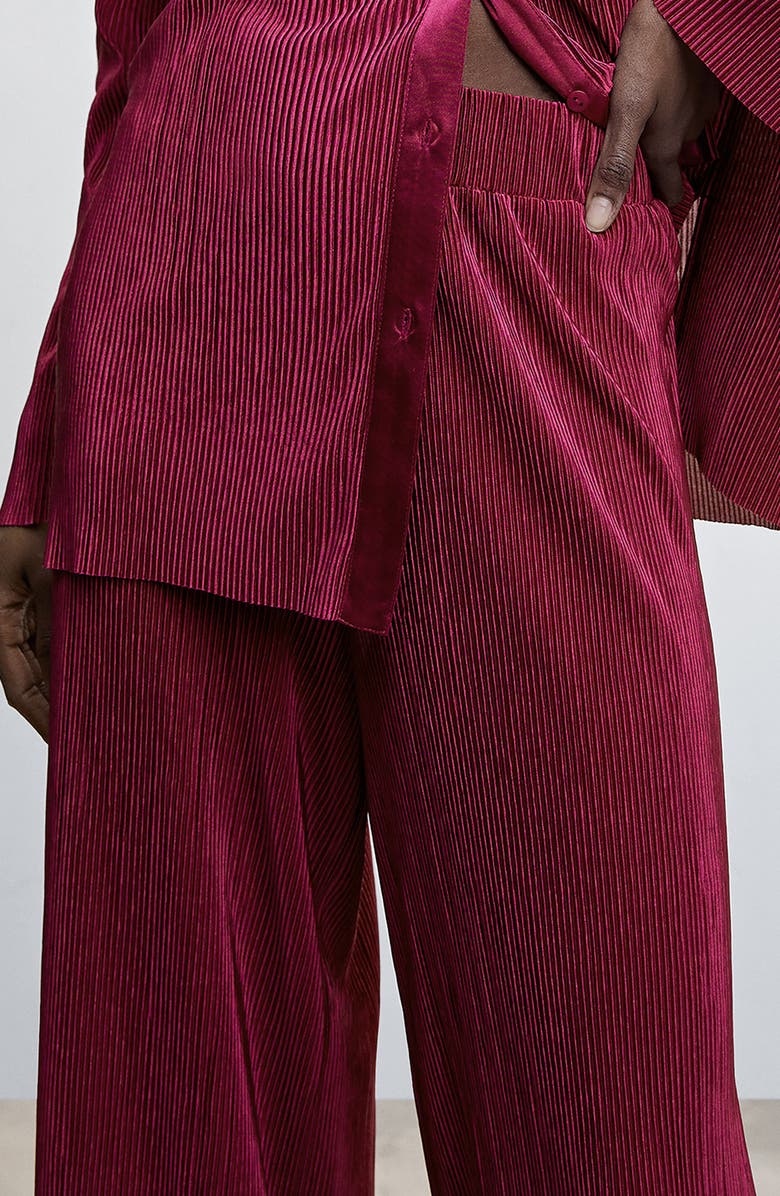MANGO Pleated Satin Palazzo Pants, Alternate, color, 