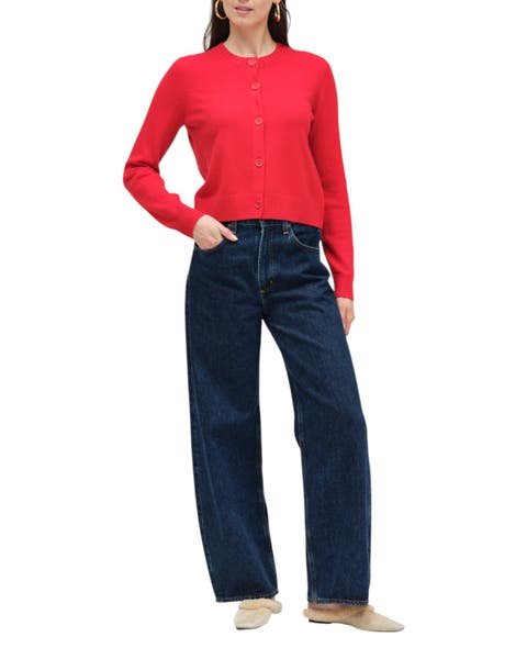 Wool-Cashmere Crew Neck Cardigan
