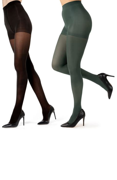 Assorted 2-Pack Flat Knit Tights