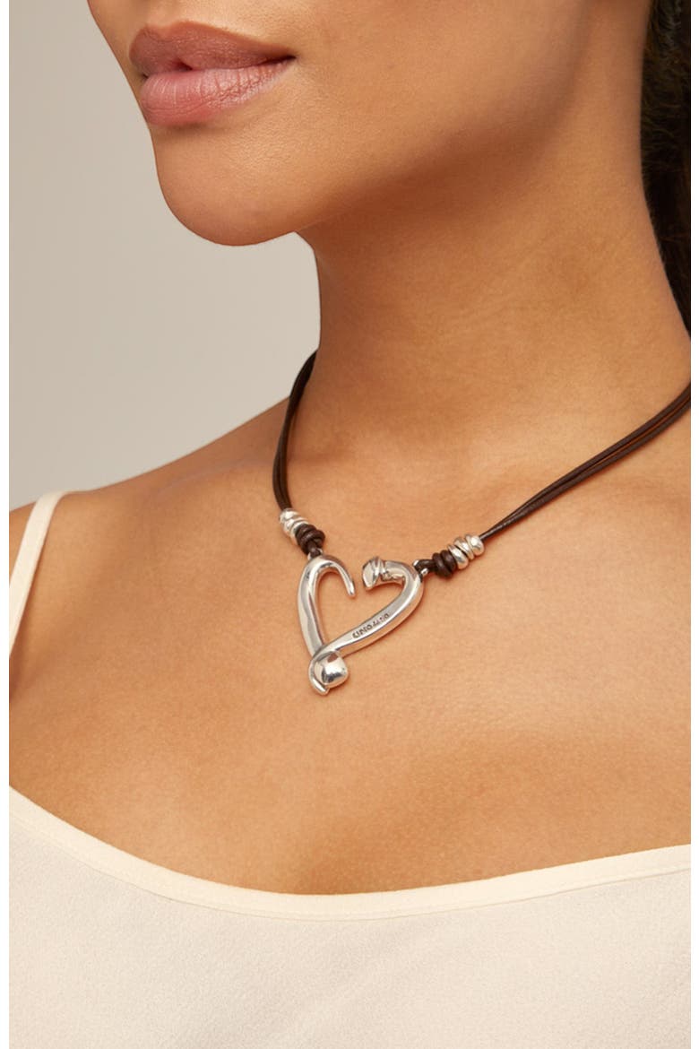 Dual Strap Heart Pendant, Alternate, color, Silver