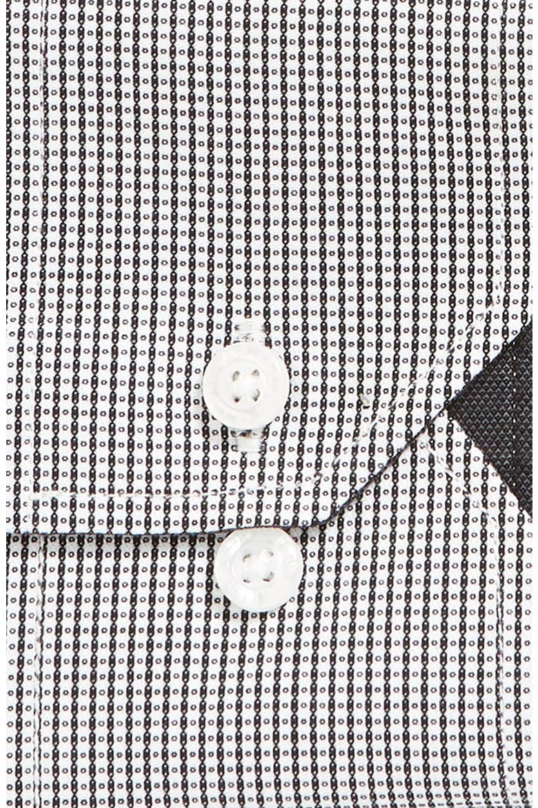 Trim Fit Check Dress Shirt, Alternate, color, BLACK
