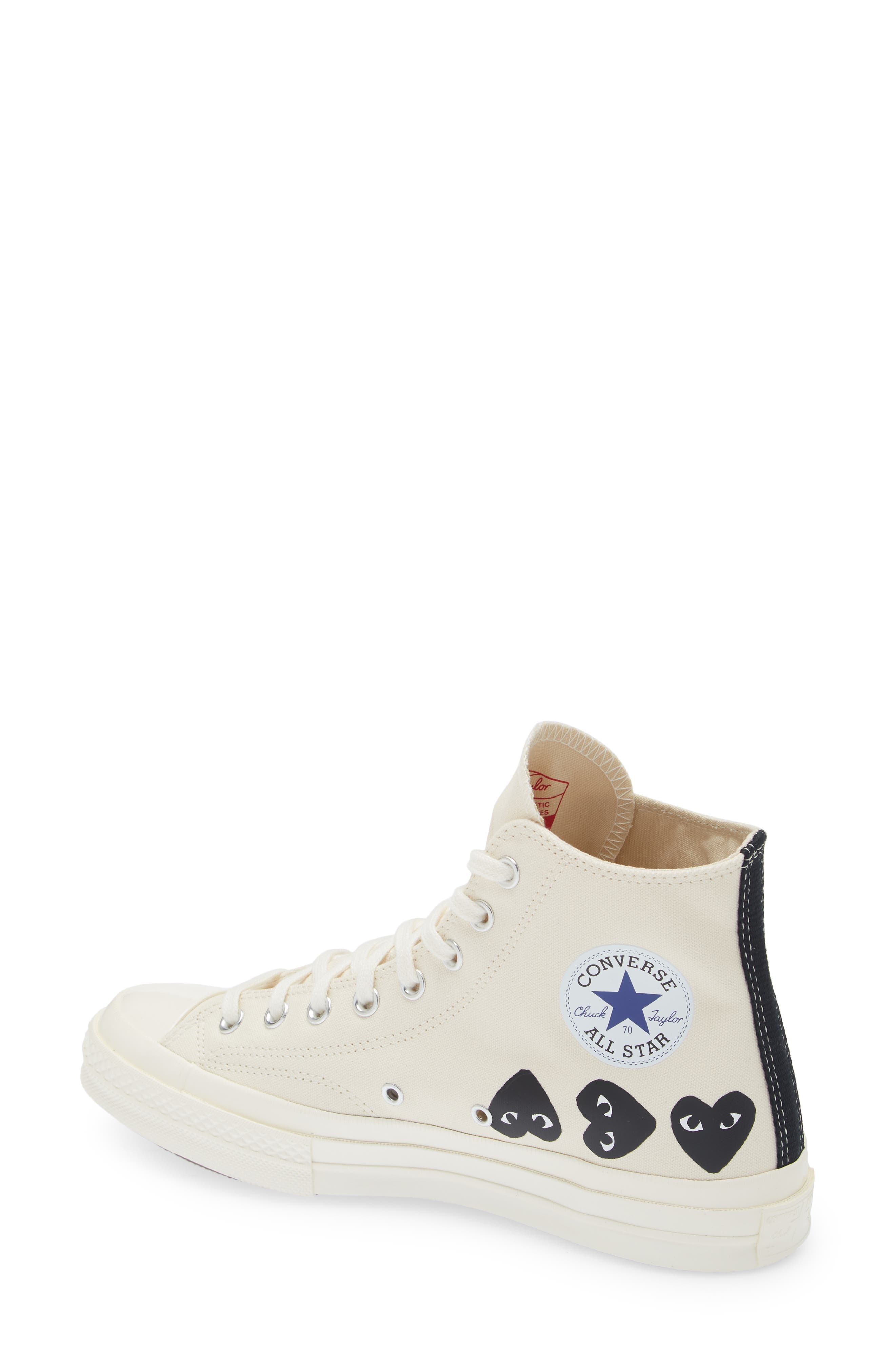 Comme des Garçons PLAY x Converse Gender Inclusive Chuck Taylor<sup>®</sup> Heart High Top Sneaker, Alternate, color, Beige
