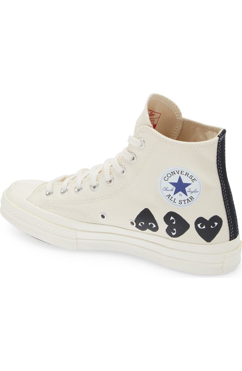 Comme des Garçons PLAY x Converse Gender Inclusive Chuck Taylor<sup>®</sup> Heart High Top Sneaker, Alternate, color, Beige