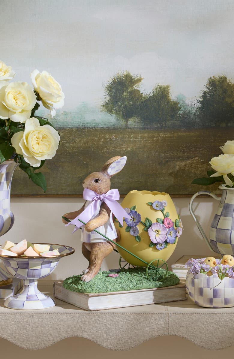 MACKENZIE CHILDS Pansy Party Bunny with Cart, Alternate, color, Yellow