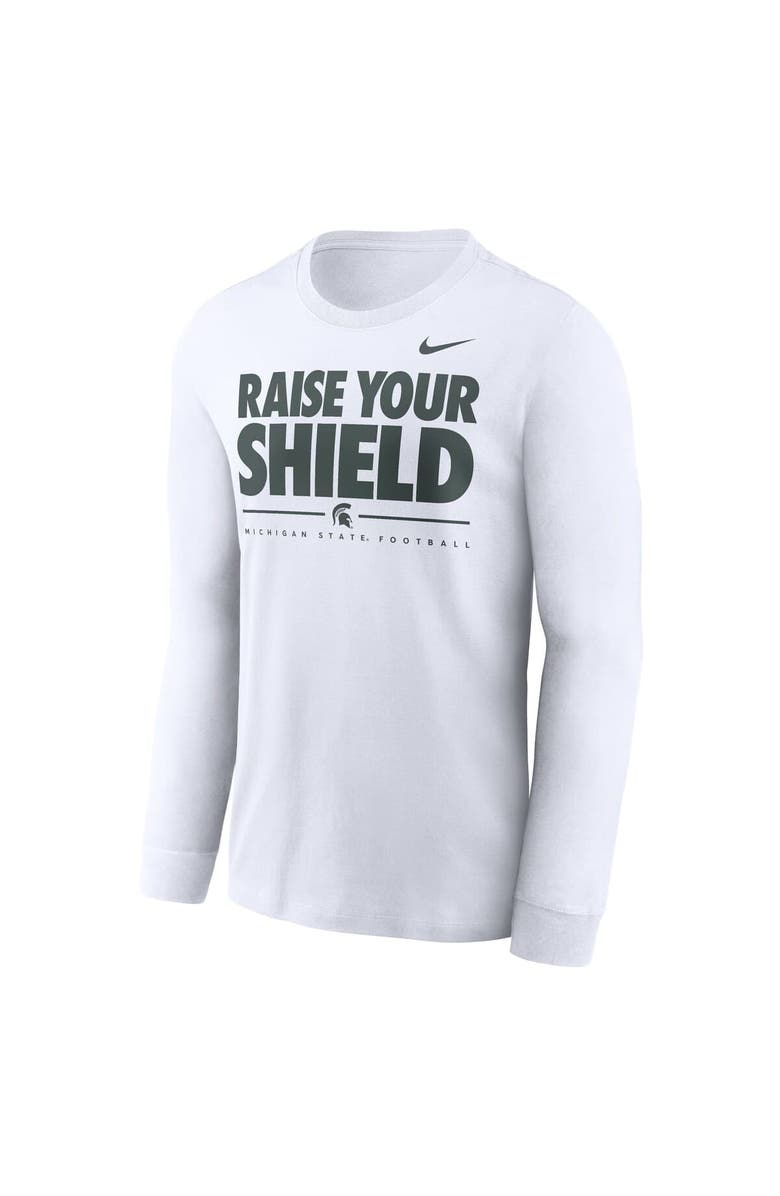 Nike Men's Nike White Michigan State Spartans 2025 Football Fan Raise Your Shield Long Sleeve T-Shirt, Alternate, color, White