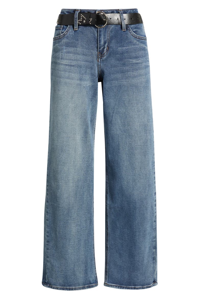 Britney High Waist Belted Wide Leg Jeans, Alternate, color, MED DARK WASH 08N