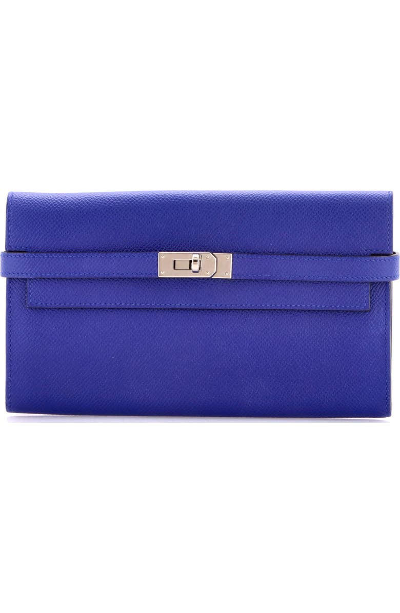 Pre-Owned Hermes Kelly Wallet Epsom Long, Main, color, Bleu Electrique