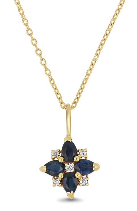 El Mar 18K Gold Sapphire & Diamond Flower Pendant Necklace
