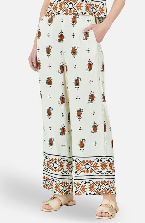 Viscose Paisley Wide Leg Trousers