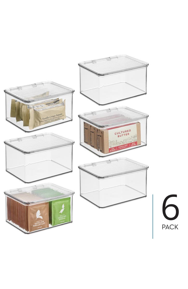 iDesign Stackable Hinged-Lid Pantry Storage Box - Set of 6 - Clear, Alternate, color, 