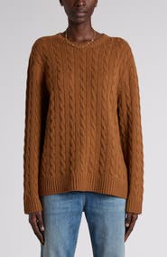 Valentino Garavani Maglia VLOGO Cable Stitch Cashmere Crewneck Sweater