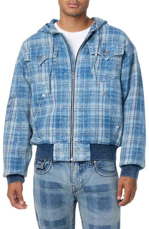 Plaid Denim Hooded Jacket