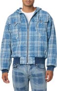 True Religion Plaid Denim Hooded Jacket