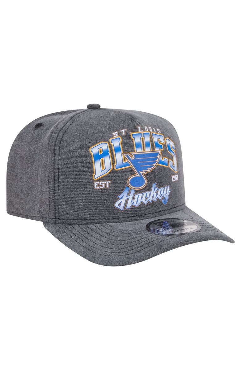 New Era Men's New Era  Charcoal St. Louis Blues Throwback Washed A-Frame Pre-Curved 9FIFTY Snapback Hat, Alternate, color, Charcoal