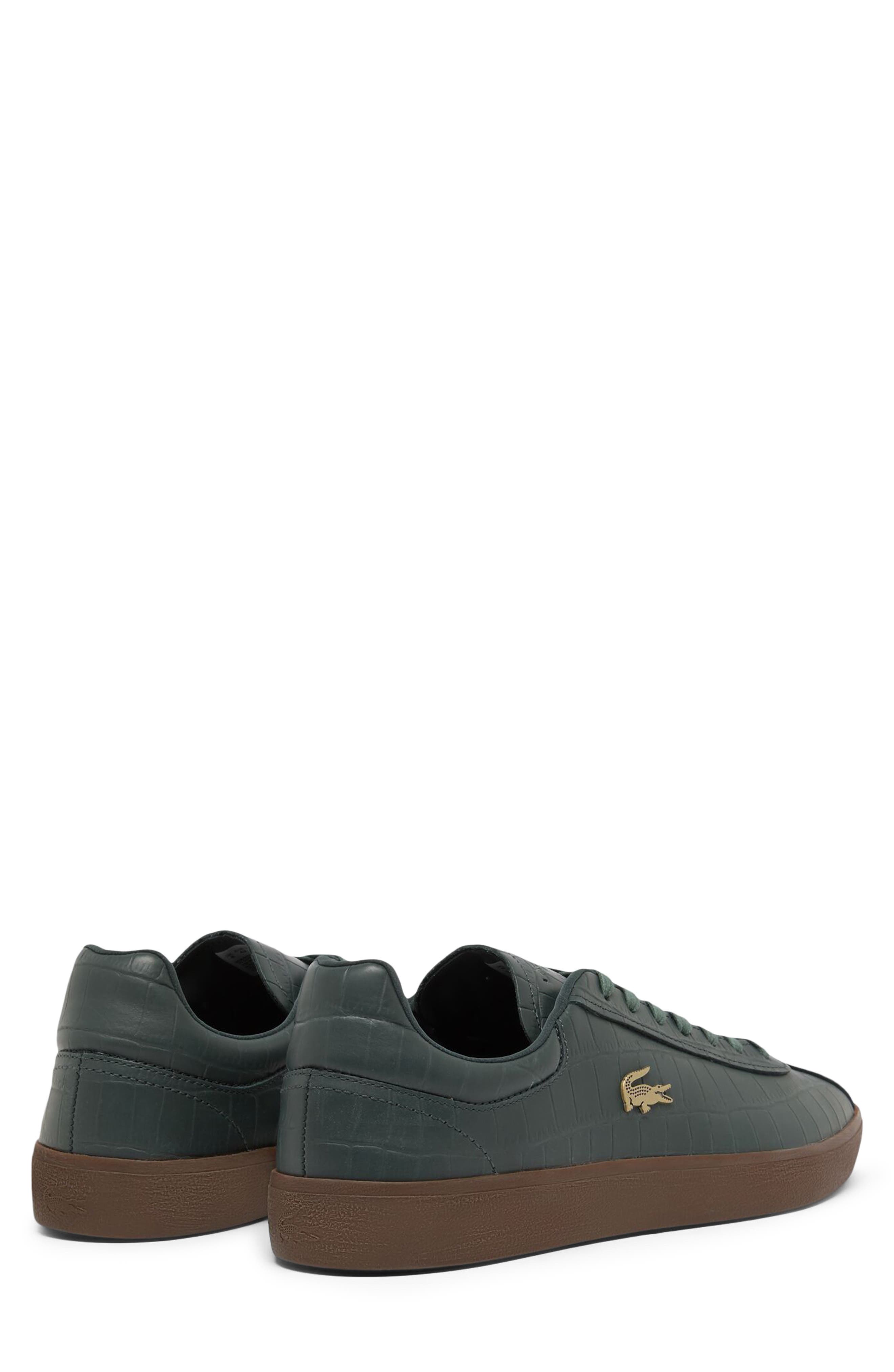 Lacoste Baseshot Croc Debossed Low Top Sneaker, Alternate, color, Green