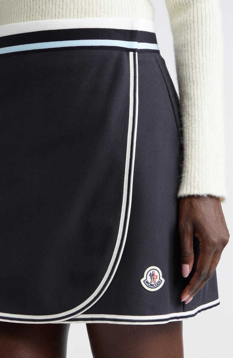 Moncler Logo Patch Faux Wrap Skirt, Alternate, color, 