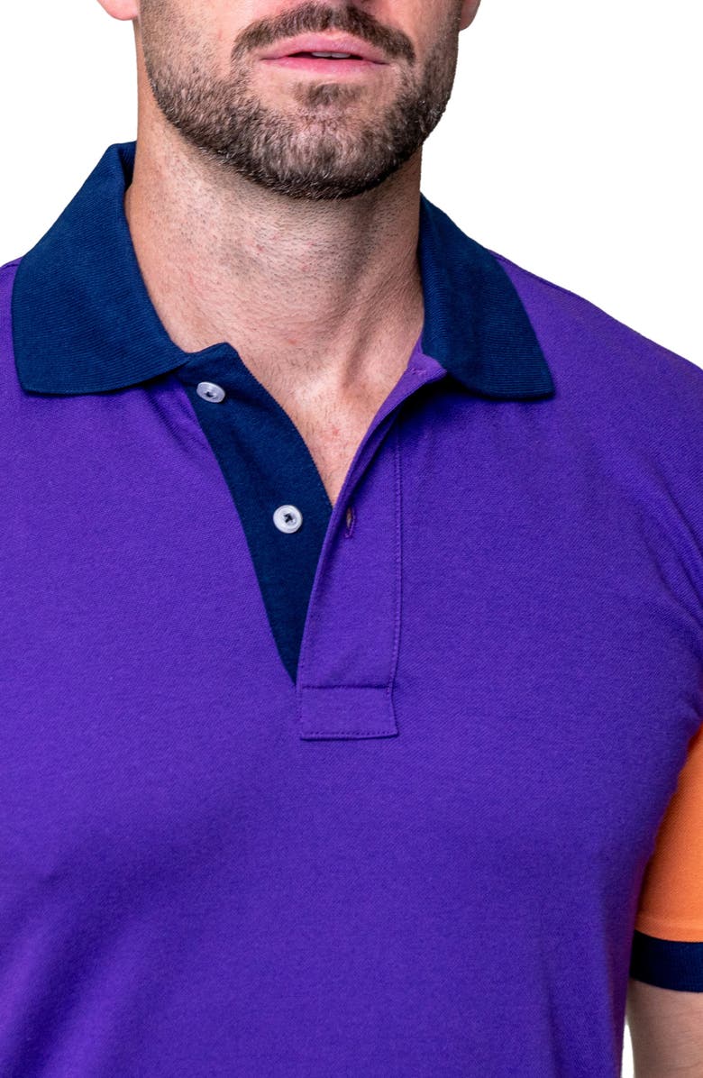 Maceoo Mozart Colorblock Cotton Polo, Alternate, color, Purple