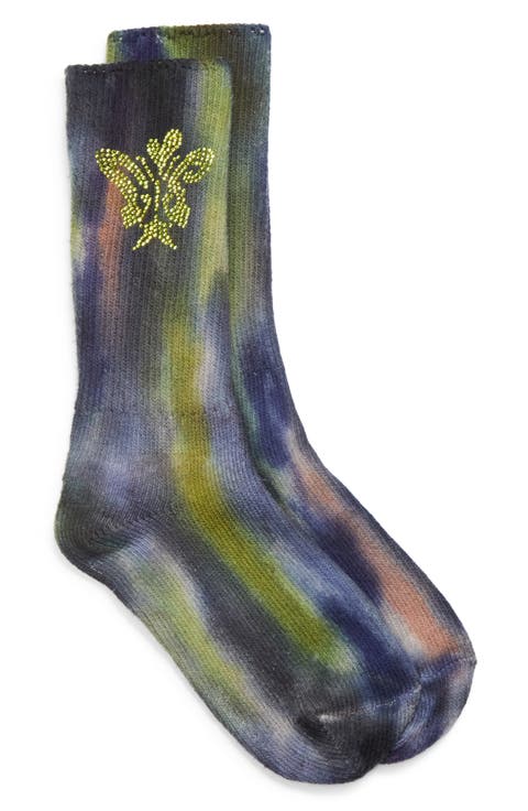 Print Organic Cotton Blend Crew Socks