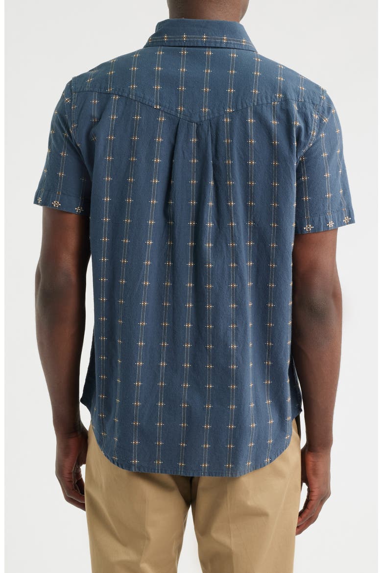 Gildale Textured Stripe Short Sleeve Cotton Snap-Up Shirt, Alternate, color, STORM