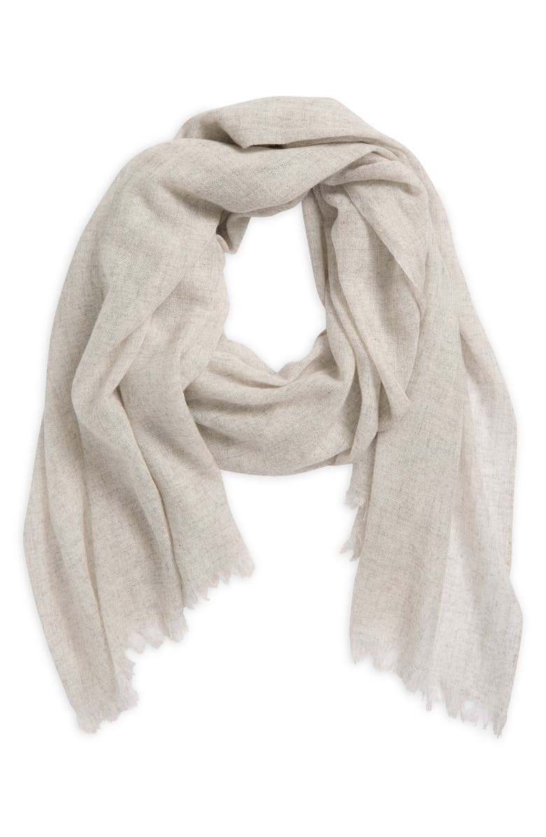 Nordstrom Textured Cashmere Scarf, Alternate, color, Light Grey