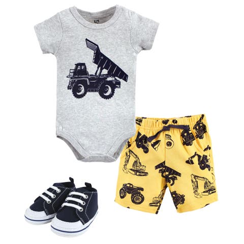 Little Gent's Soft Cotton Bodysuit, Shorts & Footwear 3Pk (Baby)