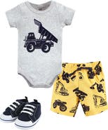Hudson Baby Little Gent's Soft Cotton Bodysuit, Shorts & Footwear 3Pk
