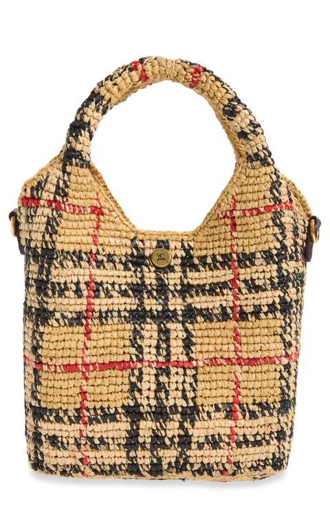 Mini Margate Check Raffia Tote