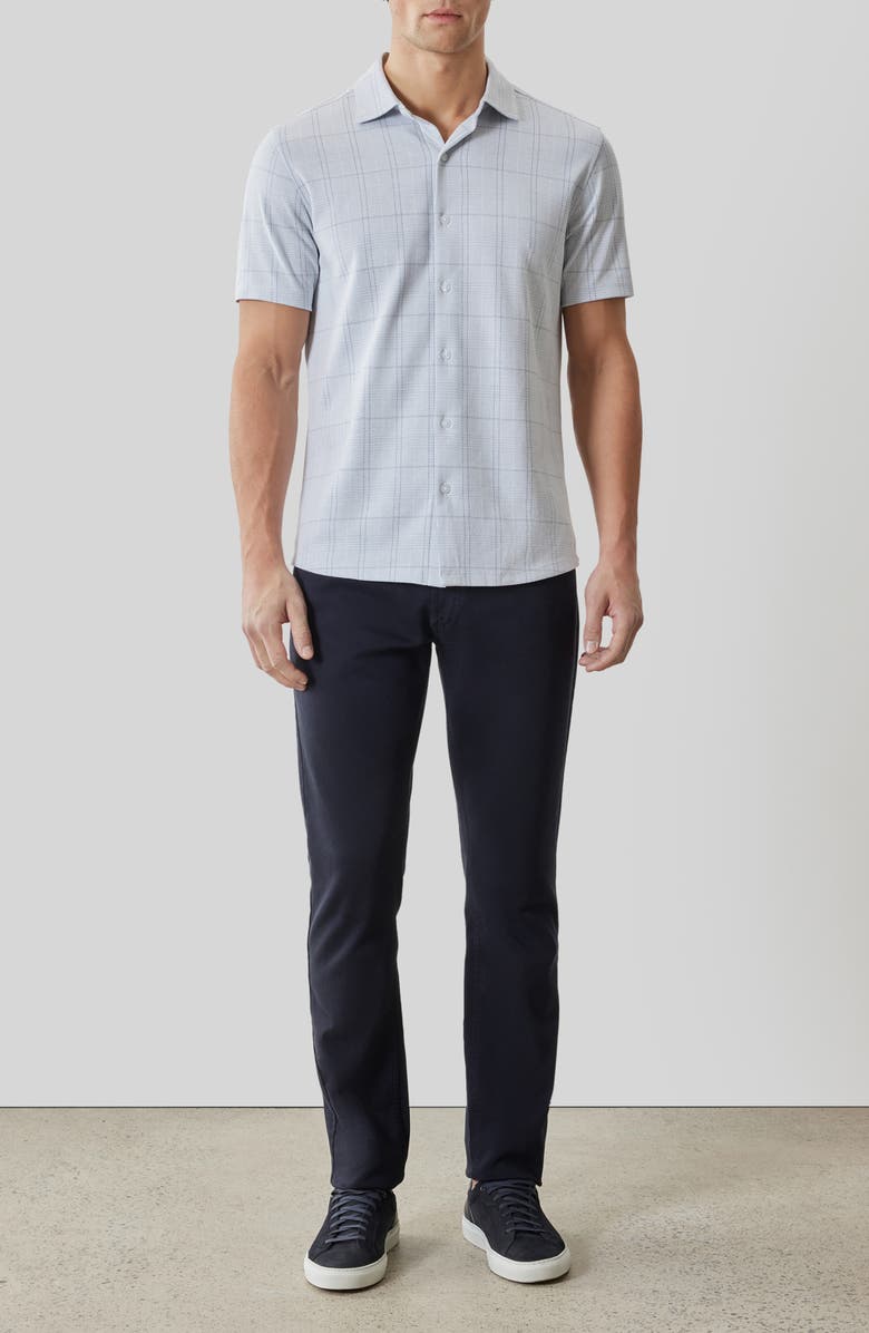 Robert Barakett Allister Short Sleeve Knit Button-Up Shirt, Alternate, color, Powder Blue