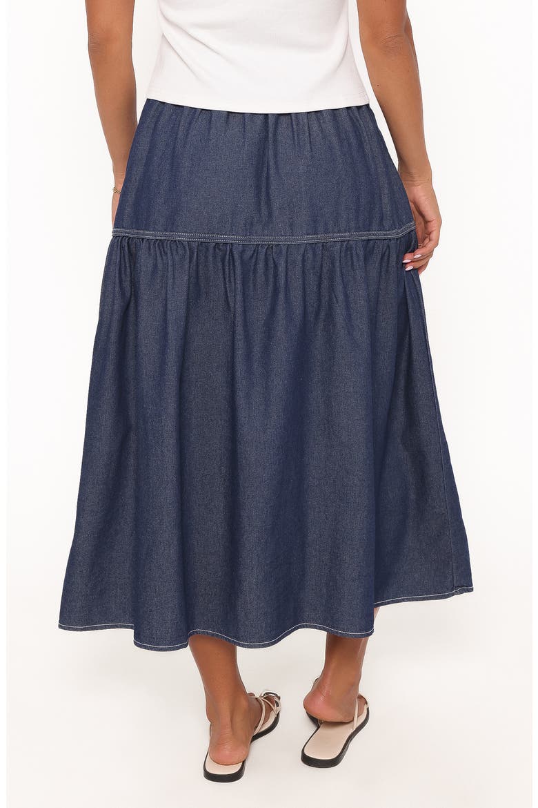 Meadow Denim Midi Skirt, Alternate, color, DARK WASH